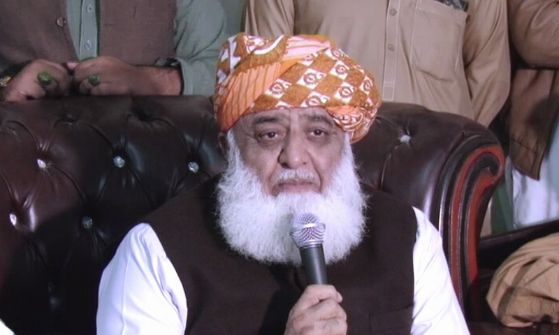 In this file photo, Maulana Fazlur Rehman addresses a press conference in Peshawar. — DawnNewsTV/File