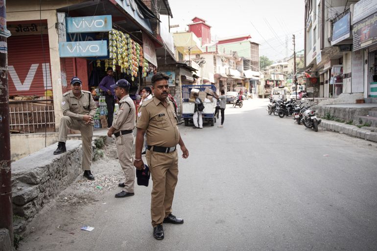 Police stand guard in Purola market