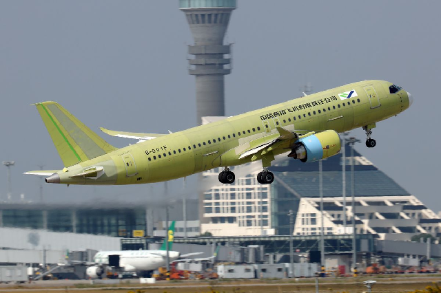 the fifth prototype of china s home built c919 passenger plane takes off for its first test flight from shanghai pudong international airport in shanghai china october 24 2019 photo reuters