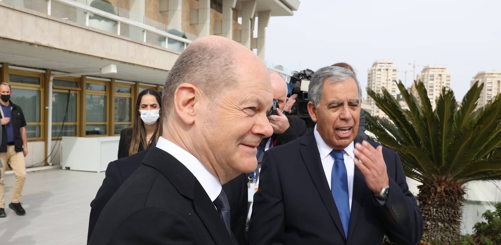 Chancellor Olaf Scholz on visit to Israel's Knesset  credit: Amit Shabi, Yedioth Aharonoth