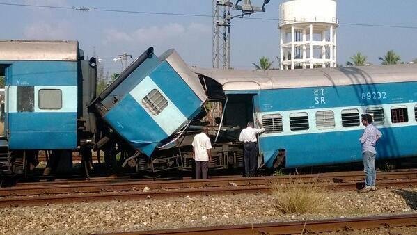 Kochuveli - Bangalore Express Coach (bogie) that Crashed While Shunting at Trivandrum