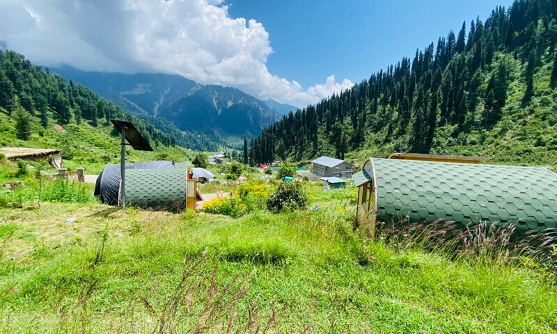 A view of camping pods at Gabin Jabba in Swat. — Photo by author