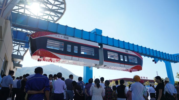 China's Red Rail, said to be the world's first maglev air train