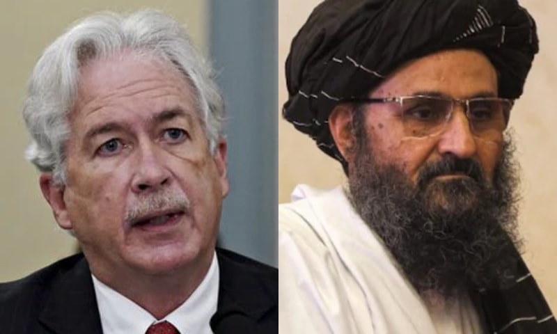 CIA Director William Burns (L) and Mullah Abdul Ghani Baradar — Reuters/AFP