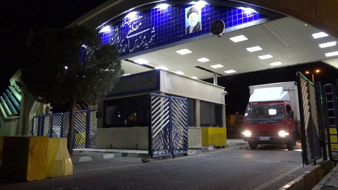 A truck leaves the Natanz nuclear research center, some 300 kilometers south of capital Tehran. (File/Atomic Energy Organization of Iran/AFP)