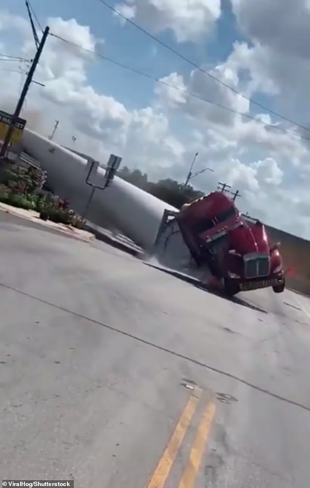 The semi was then suddenly struck by the train in the matter of a few seconds, destroying the expensive wind turbine he was carrying