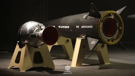 A picture of the Fattah missile in two sections