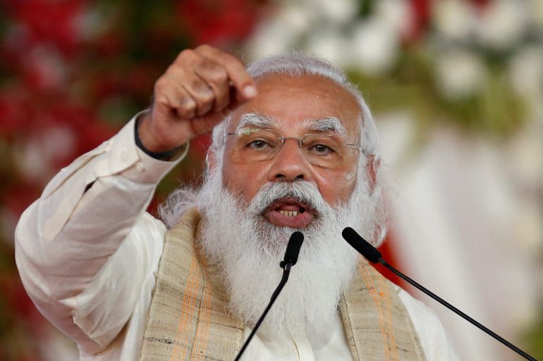 India's Prime Minister Narendra Modi addresses a gathering in Ahmedabad [File: Amit Dave/Reuters]