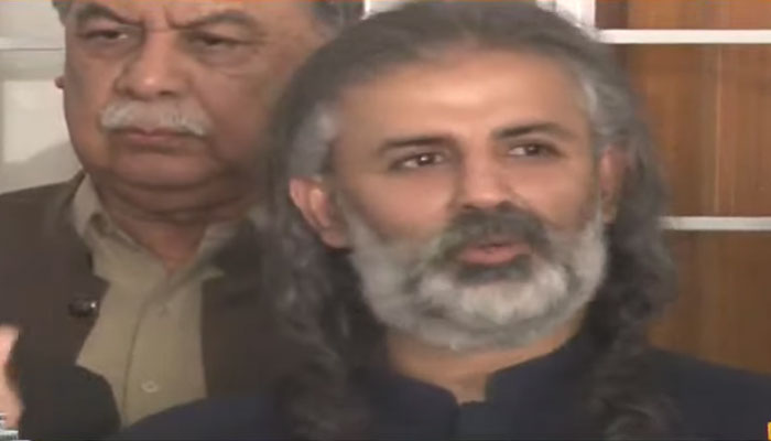 Jamhoori Watan Party leader Shahzain Bugti. Photo: Geo.TV/ screengrab