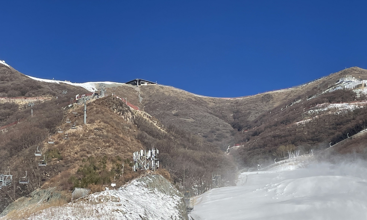 5G base stations are seen at the National Alpine Ski Center in the Yanqing competition area for the Beijing 2022 Olympic and Paralympic Winter Games on December 14, 2021. Photo: Shen Weiduo/ GT