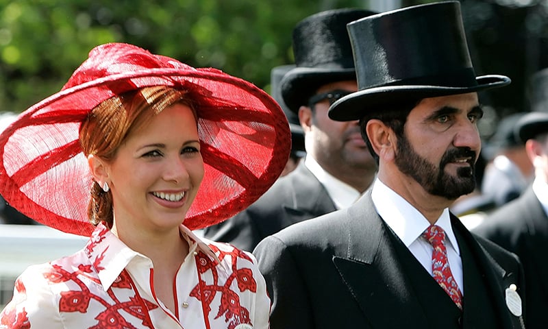 In this file photo taken on June 19, 2008, Dubai's Sheikh Mohammed bin Rashid Al Maktoum and his wife Princess Haya bint Al Hussein are pictured at Ascot racecourse during 'Ladies Day' at Royal Ascot, in southern England. — AFP/File