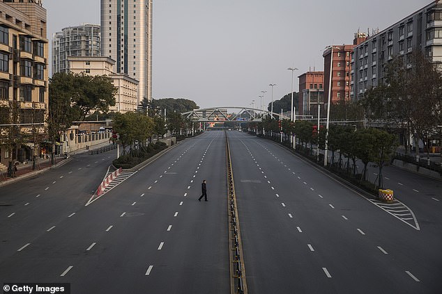 Wuhan was plunged into an ultra-strict lockdown in January after the discovery of Covid. Pictured: The streets of Wuhan during the lockdown