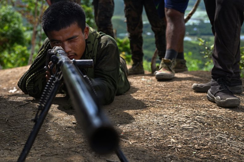 Armed, militia, aims, weapon, in, Manipur, India