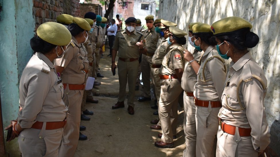 Police outside the victim's home