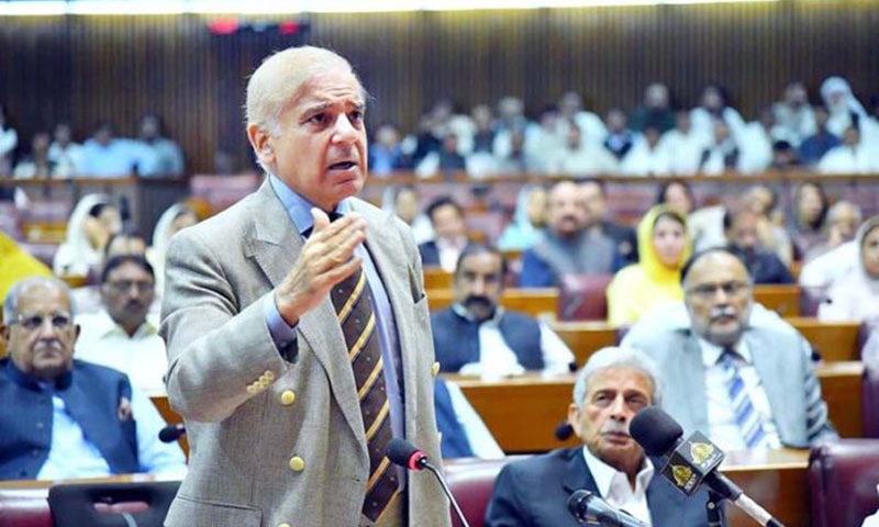 Prime Minister Shehbaz Sharif addresses the National Assembly in this April 16 file photo. — APP