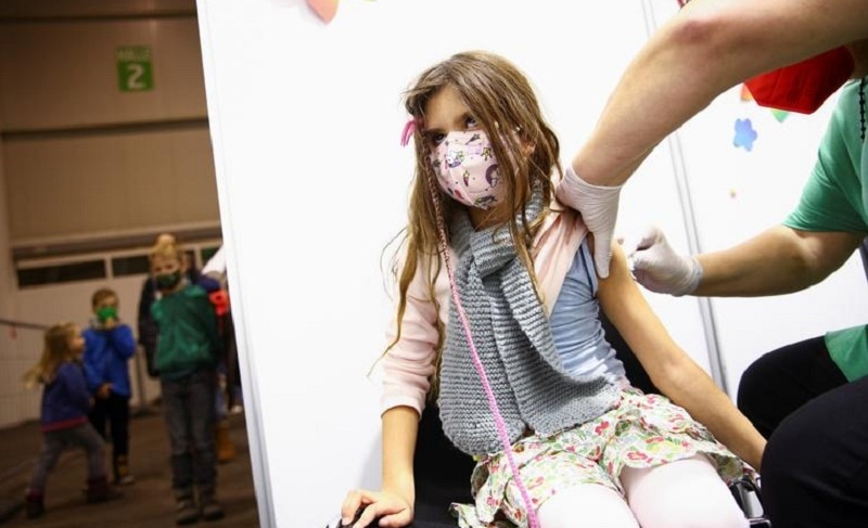 A seven-year-old girl receives a dose of the vaccine at a coronavirus disease vaccination centre for children, in Tulln, Austria on December 1, 2021. — Reuters/File