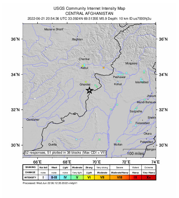 USGS intensity map