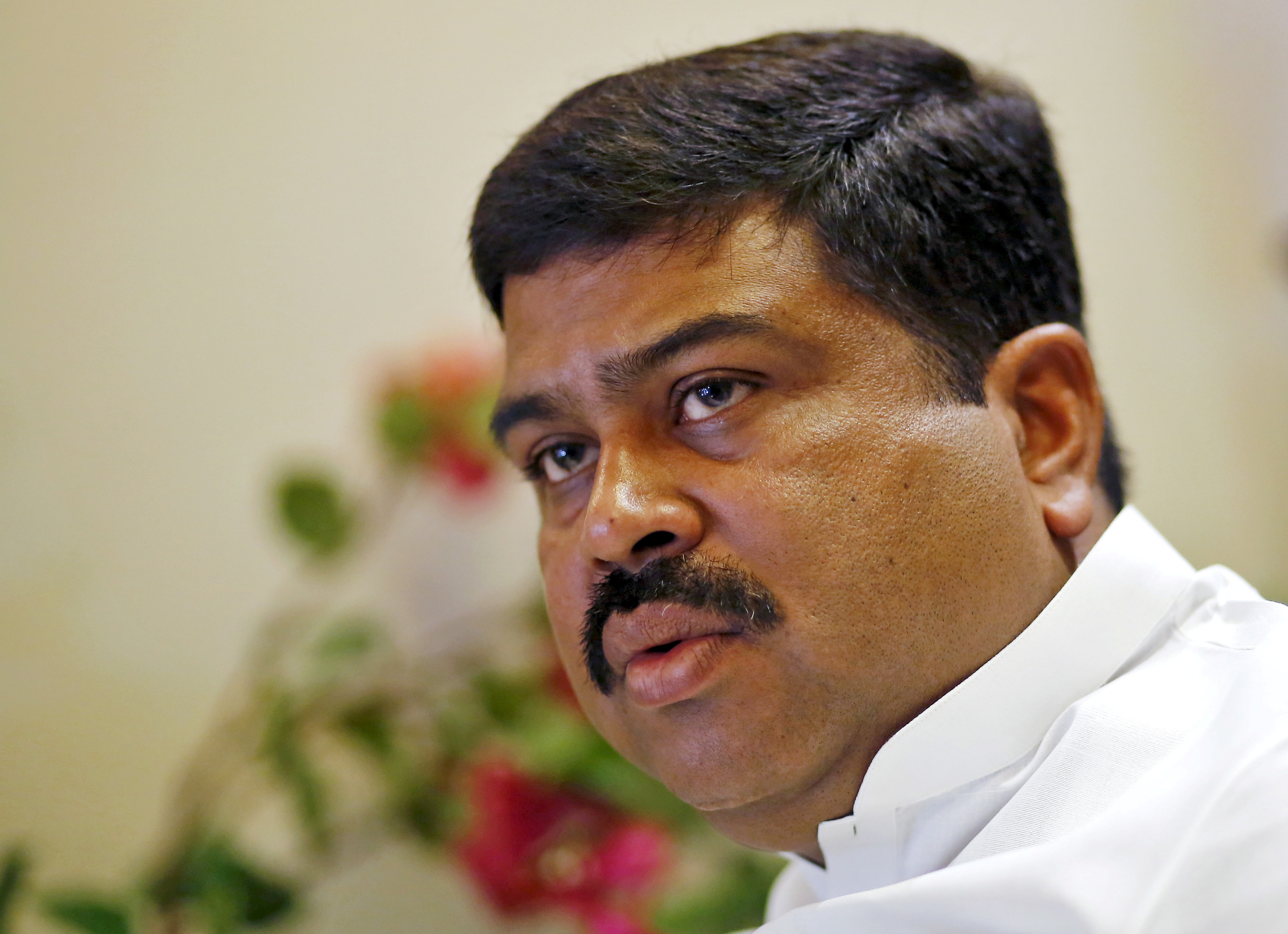 India's Oil Minister Dharmendra Pradhan speaks during an interview with Reuters in New Delhi, India, June 12, 2015.  REUTERS/Anindito Mukherjee/File Photo