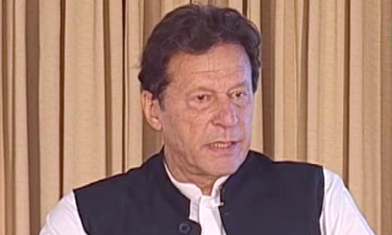 Prime Minister Imran Khan speaks during the inauguration of the Karachi Nuclear Power Plant Unit-2 (K-2) on Friday. — DawnNewsTV