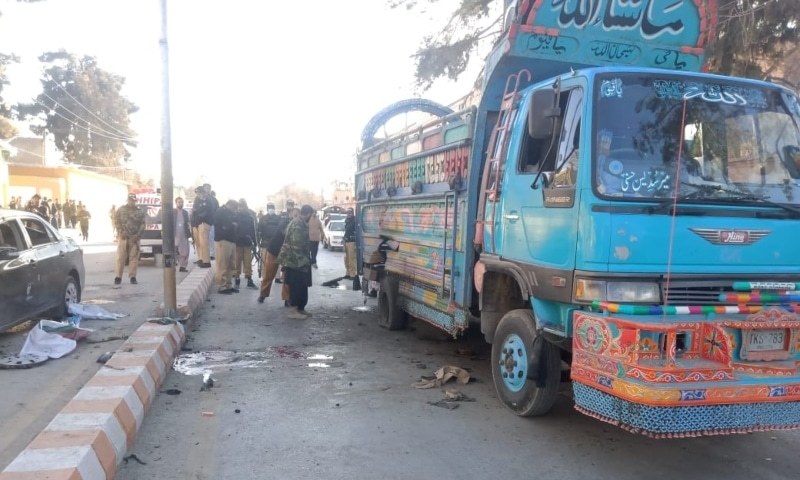 At least two people were killed and four others injured in an explosion near the DC office on Inscomb Road in Quetta on Friday. — Photo provided by auhor