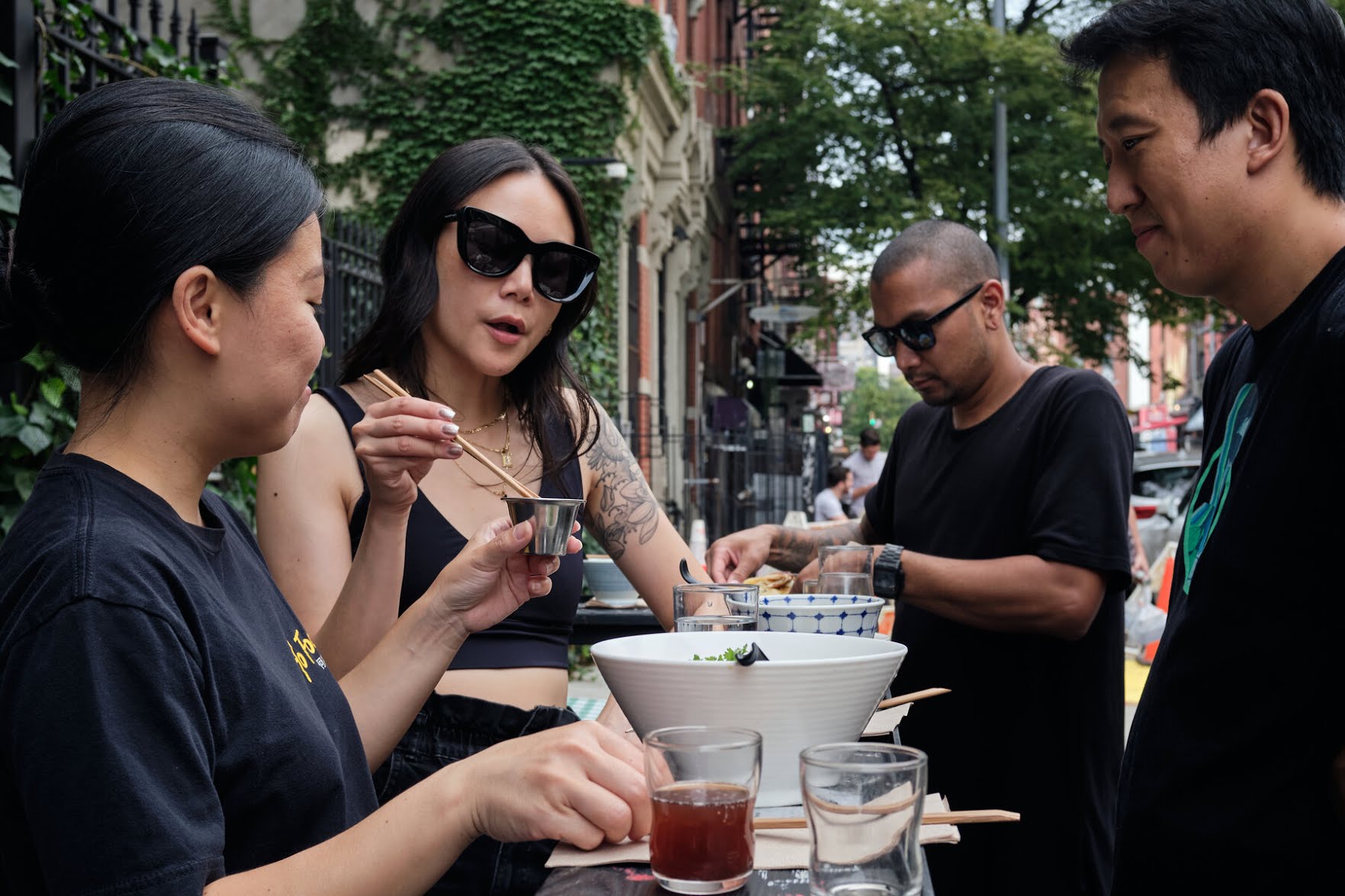 At Ho Foods in the East Village: Ms. Nguyen with, from far left, her cousin Jane Nguyen, Mr. Kun and Richard Ho, owner and chef.