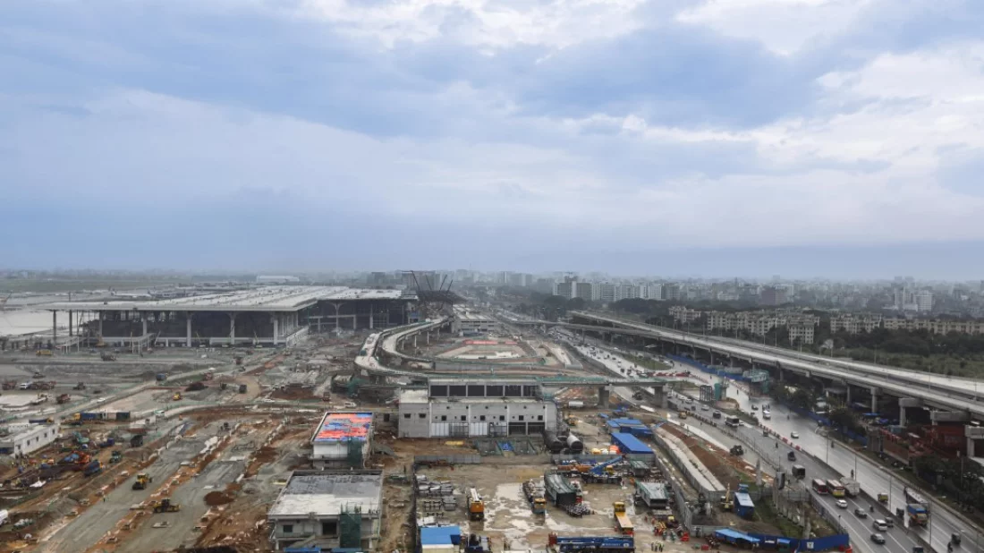 A bird's eye view of the under-construction third terminal of Hazrat Shahjalal International Airport in Dhaka. Photo: Mahmud Hossain Opu/Dhaka Tribune