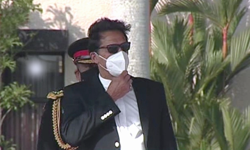 Prime Minister Imran Khan is seen on his arrival in Sri Lanka. — DawnNewsTV