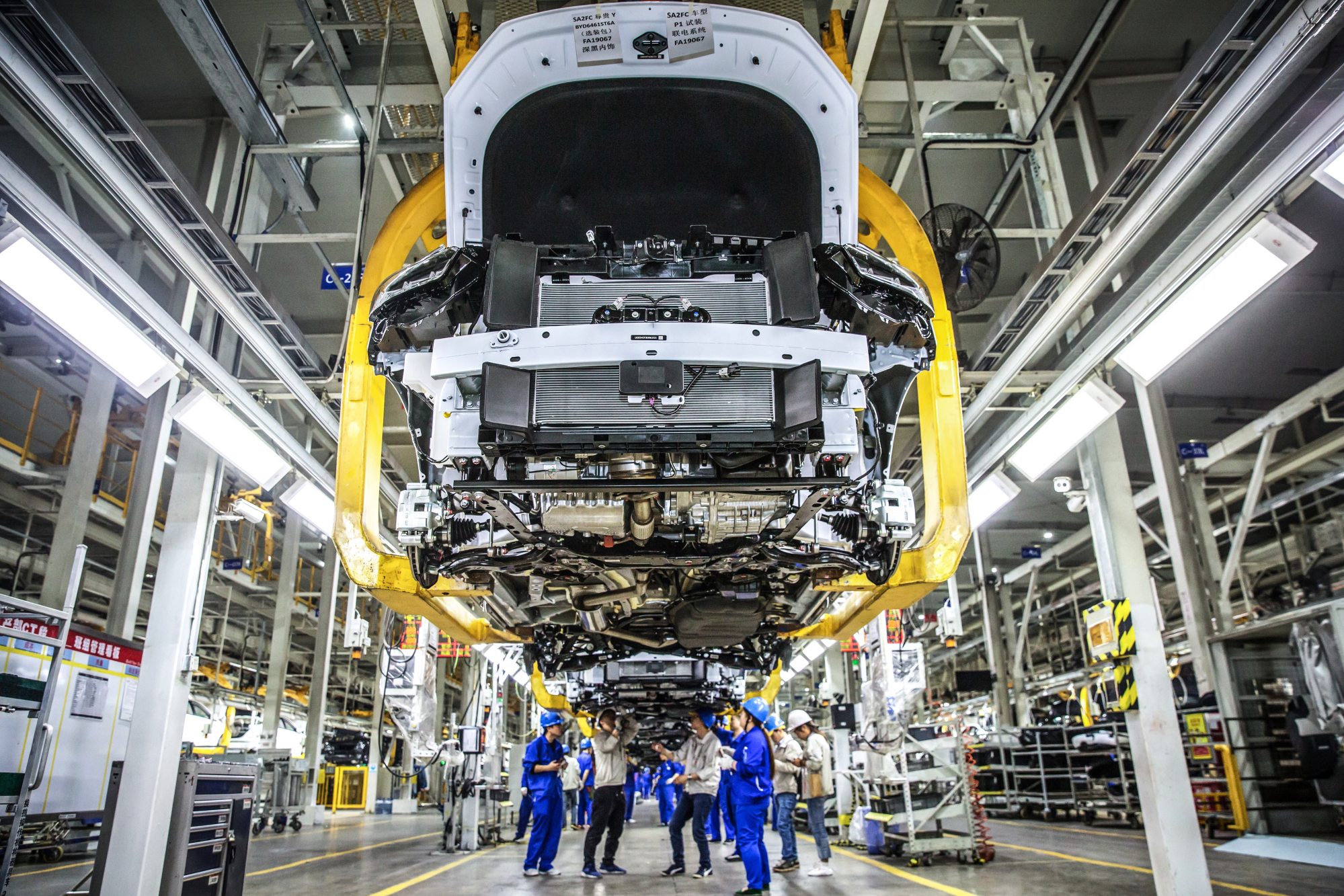 An undated photograph of BYD’s electric vehicle production line in Shenzhen. Photo: Handout