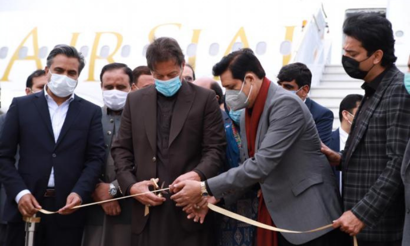 Prime Minister Imran Khan at the inauguration ceremony of AirSial in Sialkot on Wednesday. — APP