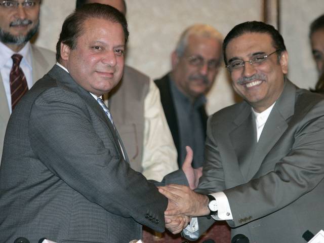 a file photo of a meeting between asif zardari and prime minister nawaz sharif photo file