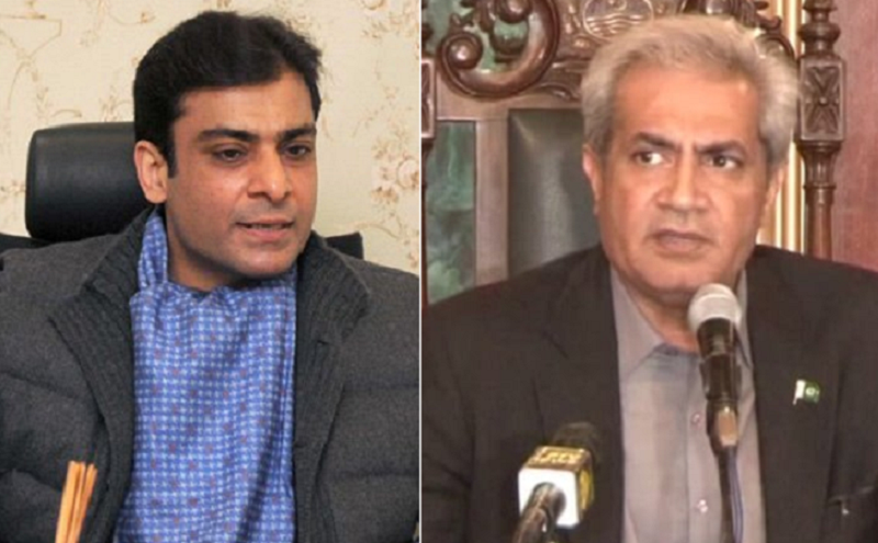 This combination of photos shows PML-N leader Hamza Shahbaz (L) and Punjab Governor Umar Sarfaraz Cheema.— Photo courtesy: Twitter/ DawnNewsTV