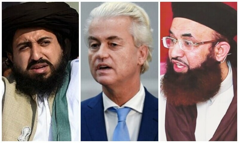 A combination photo of Tehreek-i-Labbaik Pakistan chief Hafiz Saad Hussain Rizvi,  anti-Islam Dutch leader Geert Wilders and Tehreek-i-Labbaik Ya Rasool Allah chief Dr Muhammad Ashraf Jalali. — AFP/Reuters/Dawn