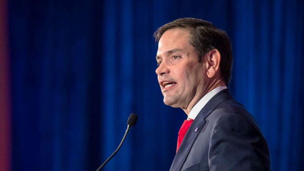 PHOTO: In this Nov. 8, 2022, file photo, Sen. Marco Rubio speaks to his supporters during an election-night party in Miami.