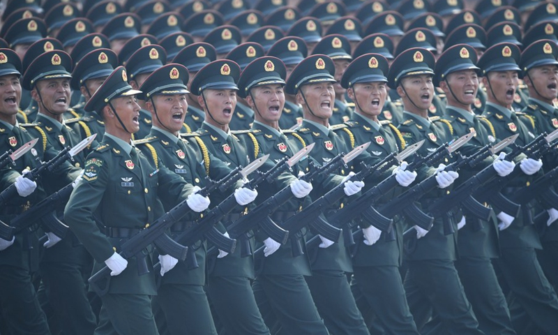 A formation of the People's Liberation Army (PLA) Army takes part in a military parade celebrating the 70th founding anniversary of the People's Republic of China in Beijing, capital of China, Oct. 1, 2019.(Photo: Xinhua)